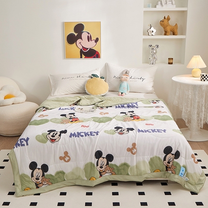 91家纺网 家纺一手货源 找家纺 一米阳光 2023新款凉感丝豆豆款包边夏被 米奇