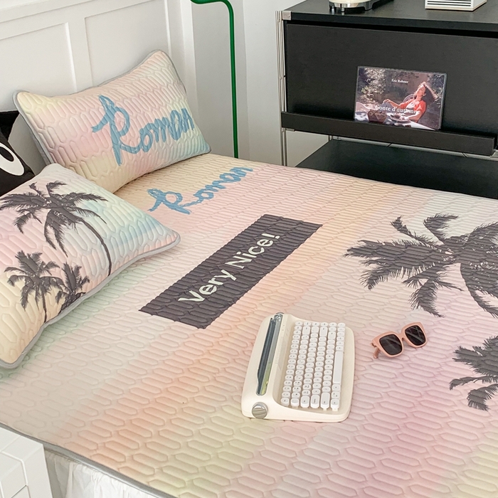 91家纺网 家纺一手货源 找家纺 昔可2023新款ins简约风乳胶凉席 日落椰树