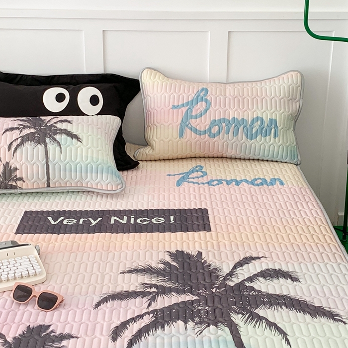 91家纺网 家纺一手货源 找家纺 昔可2023新款ins简约风乳胶凉席 日落椰树