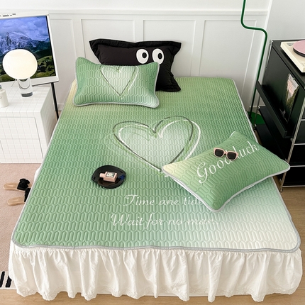 昔可2023新款ins简约风乳胶凉席 晕染爱心