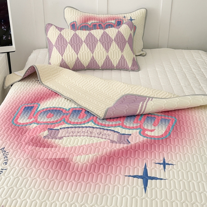 91家纺网 家纺一手货源 找家纺 昔可2023新款ins简约风乳胶凉席 紫菱格爱心