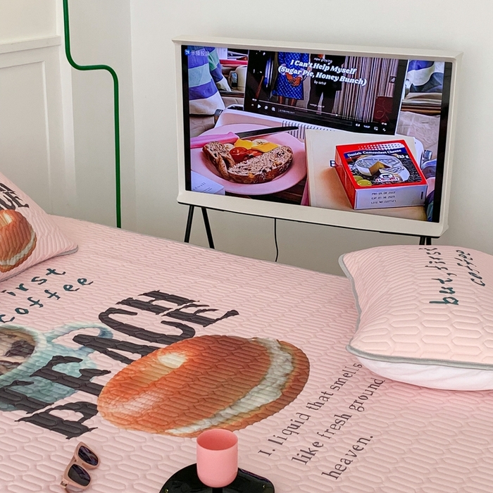 91家纺网 家纺一手货源 找家纺 昔可家纺2023新款ins创意风乳胶凉席 贝果早餐