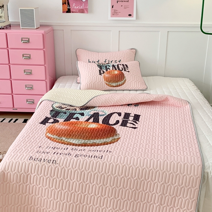 91家纺网 家纺一手货源 找家纺 昔可家纺2023新款ins创意风乳胶凉席 贝果早餐