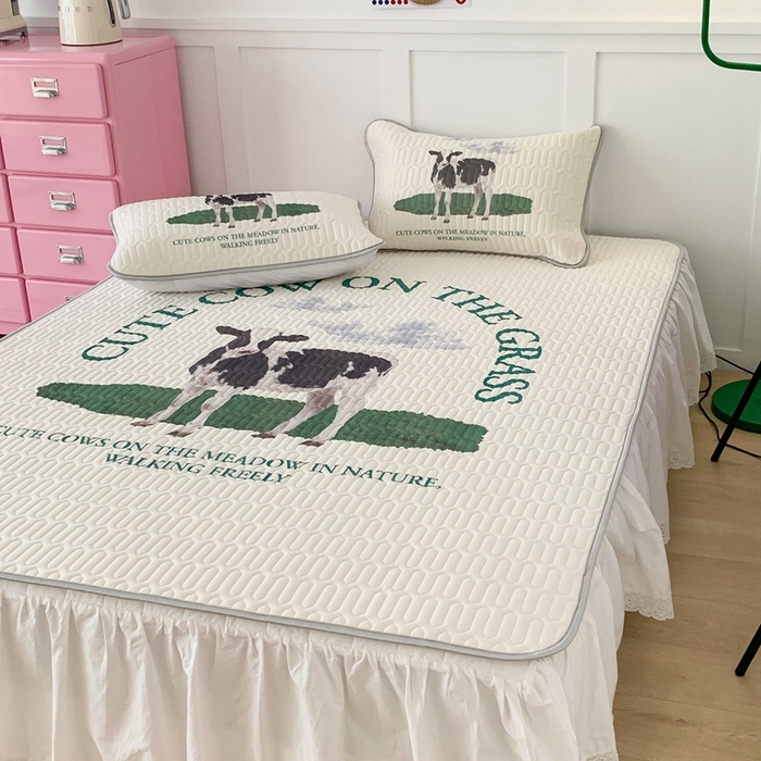 91家纺网 家纺一手货源 找家纺 昔可家纺2023新款ins创意风乳胶凉席 ins奶牛