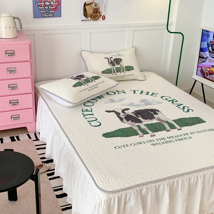 91家纺网 家纺一手货源 找家纺 昔可家纺2023新款ins创意风乳胶凉席 ins奶牛