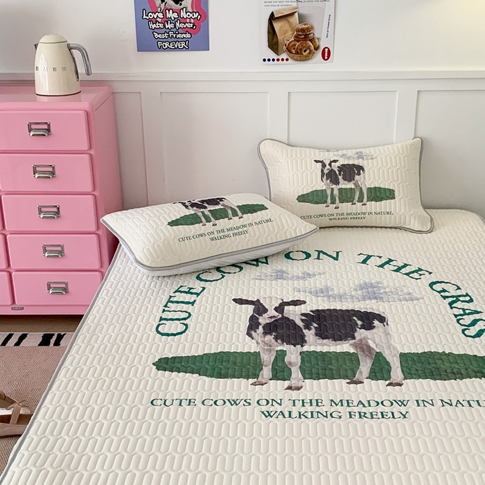 91家纺网 家纺一手货源 找家纺 昔可家纺2023新款ins创意风乳胶凉席 ins奶牛