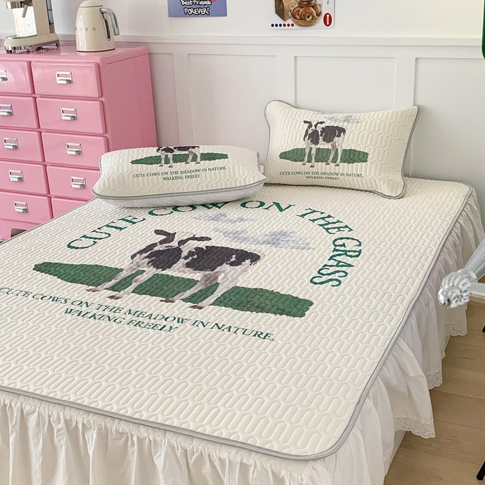 91家纺网 家纺一手货源 找家纺 昔可家纺2023新款ins创意风乳胶凉席 ins奶牛