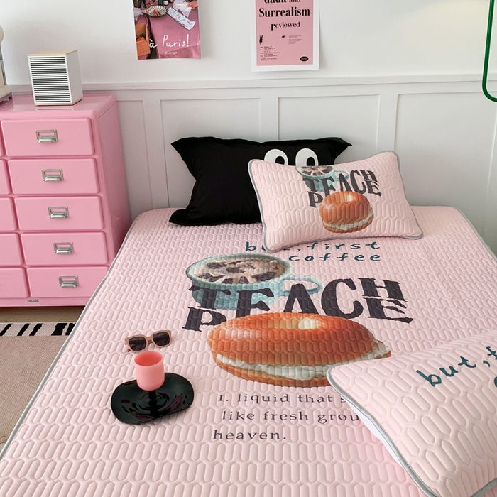 91家纺网 家纺一手货源 找家纺 昔可家纺2023新款ins创意风乳胶凉席 贝果早餐