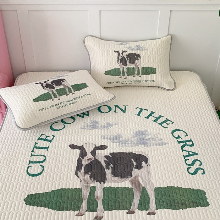 91家纺网 家纺一手货源 找家纺 昔可家纺2023新款ins创意风乳胶凉席 ins奶牛