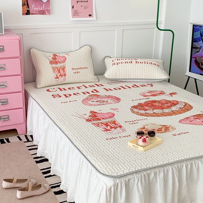 91家纺网 家纺一手货源 找家纺 昔可家纺2023新款ins创意风乳胶凉席 草莓派