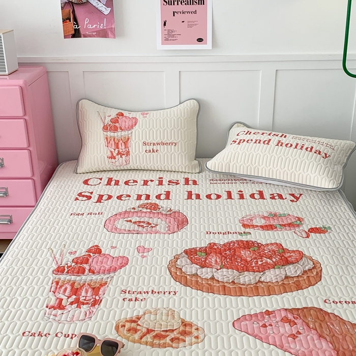 91家纺网 家纺一手货源 找家纺 昔可家纺2023新款ins创意风乳胶凉席 草莓派