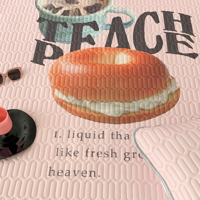 91家纺网 家纺一手货源 找家纺 昔可家纺2023新款ins创意风乳胶凉席 贝果早餐