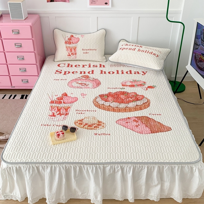 91家纺网 家纺一手货源 找家纺 昔可家纺2023新款ins创意风乳胶凉席 草莓派