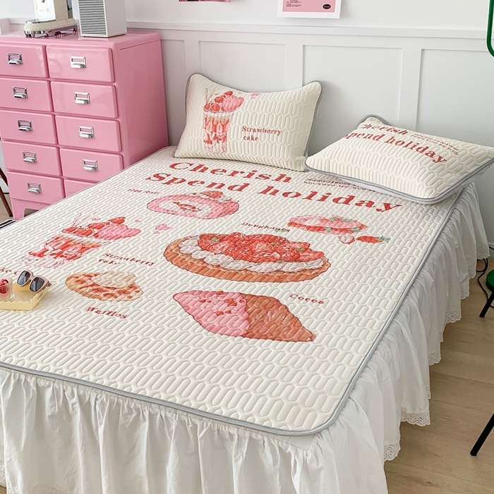 91家纺网 家纺一手货源 找家纺 昔可家纺2023新款ins创意风乳胶凉席 草莓派