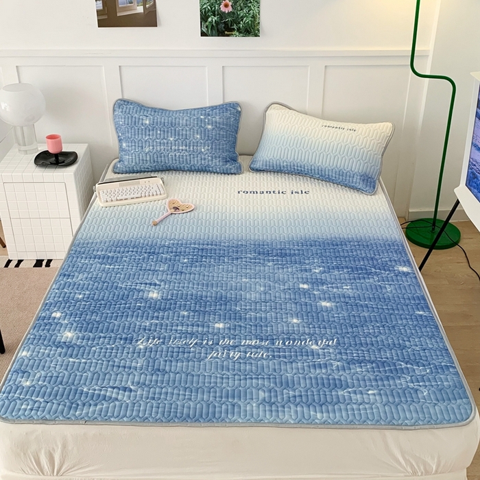 91家纺网 家纺一手货源 找家纺 昔可家纺2023新款ins创意风乳胶凉席 波光粼粼海水