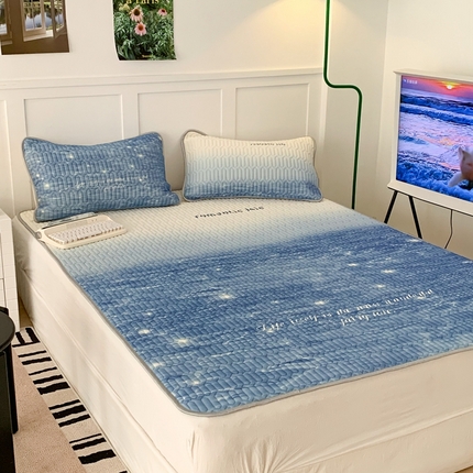 昔可家纺2023新款ins创意风乳胶凉席 波光粼粼海水