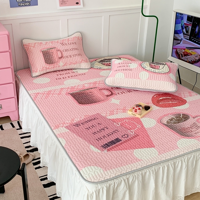 91家纺网 家纺一手货源 找家纺 昔可家纺2023新款ins创意风乳胶凉席 粉嘟嘟下午茶