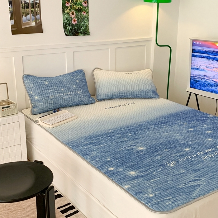 91家纺网 家纺一手货源 找家纺 昔可家纺2023新款ins创意风乳胶凉席 波光粼粼海水