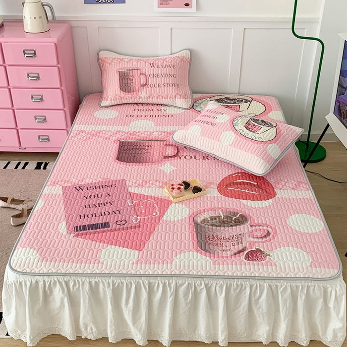 91家纺网 家纺一手货源 找家纺 昔可家纺2023新款ins创意风乳胶凉席 粉嘟嘟下午茶