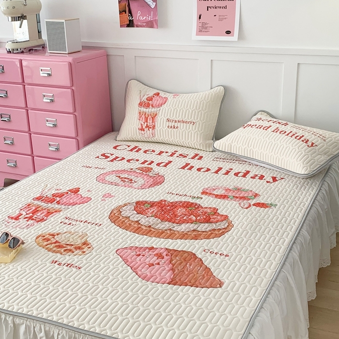 91家纺网 家纺一手货源 找家纺 昔可家纺2023新款ins创意风乳胶凉席 草莓派