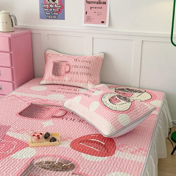 91家纺网 家纺一手货源 找家纺 昔可家纺2023新款ins创意风乳胶凉席 粉嘟嘟下午茶