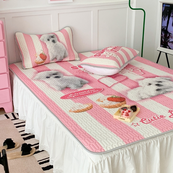 91家纺网 家纺一手货源 找家纺 昔可家纺2023新款ins创意风乳胶凉席 粉条狗狗