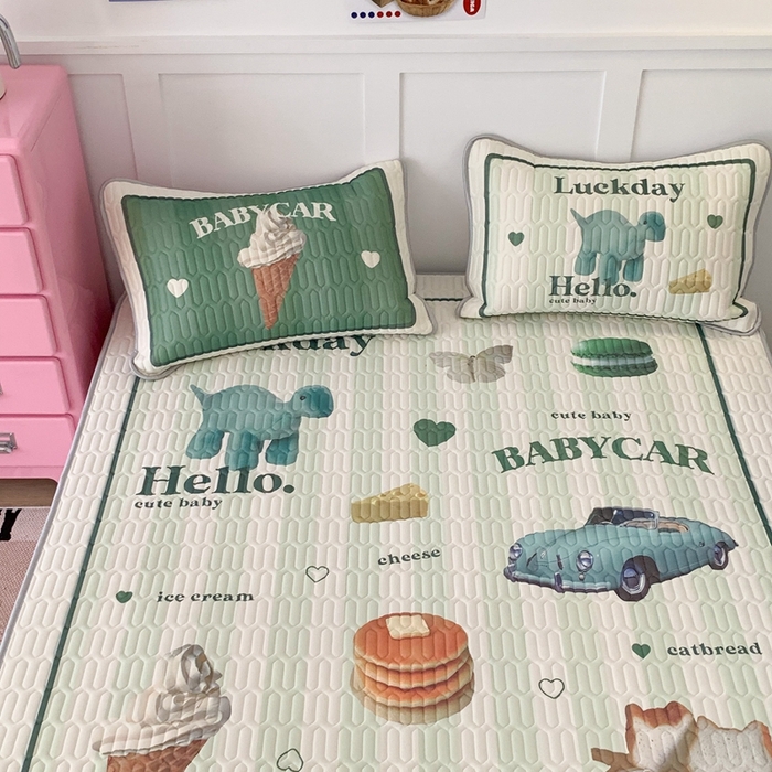 91家纺网 家纺一手货源 找家纺 昔可家纺2023新款ins创意风乳胶凉席 复古老爷车