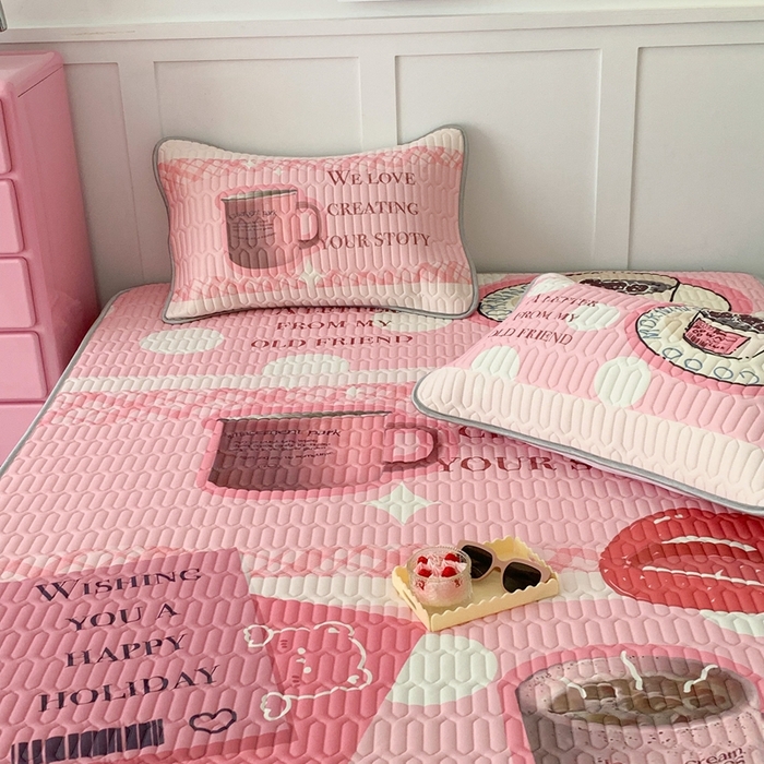 91家纺网 家纺一手货源 找家纺 昔可家纺2023新款ins创意风乳胶凉席 粉嘟嘟下午茶