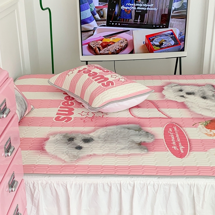 91家纺网 家纺一手货源 找家纺 昔可家纺2023新款ins创意风乳胶凉席 粉条狗狗