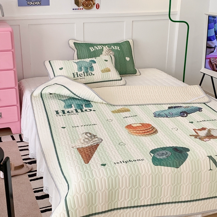 91家纺网 家纺一手货源 找家纺 昔可家纺2023新款ins创意风乳胶凉席 复古老爷车