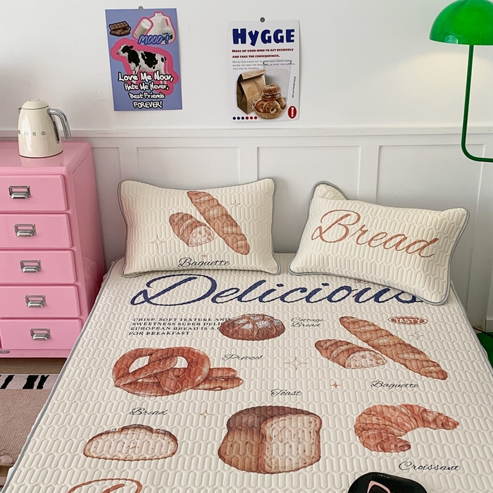 91家纺网 家纺一手货源 找家纺 昔可家纺2023新款ins创意风乳胶凉席 黄油面包集