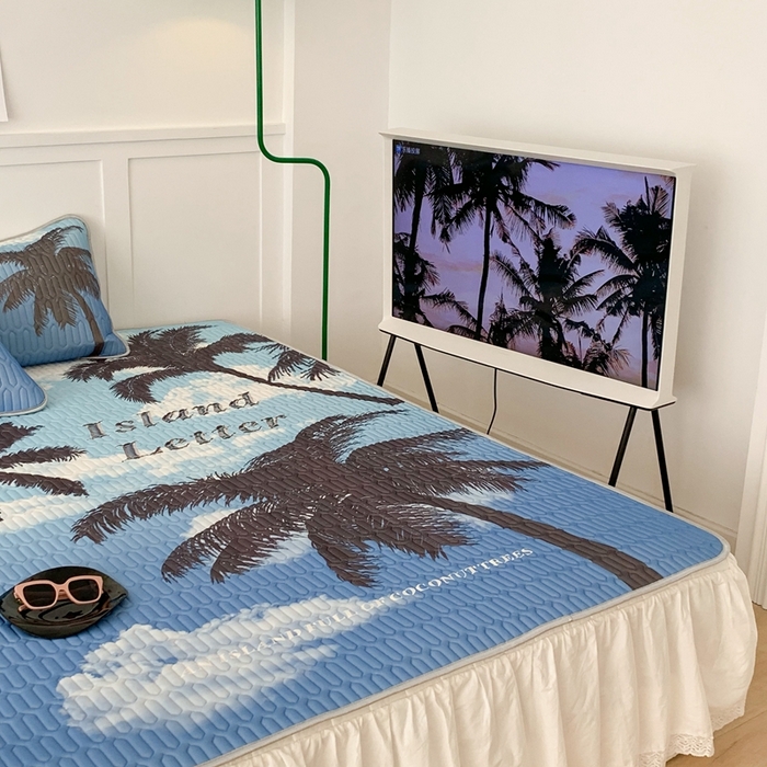 91家纺网 家纺一手货源 找家纺 昔可家纺2023新款ins创意风乳胶凉席 海岛椰树