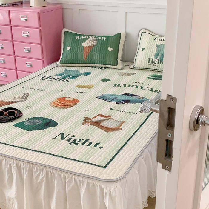 91家纺网 家纺一手货源 找家纺 昔可家纺2023新款ins创意风乳胶凉席 复古老爷车