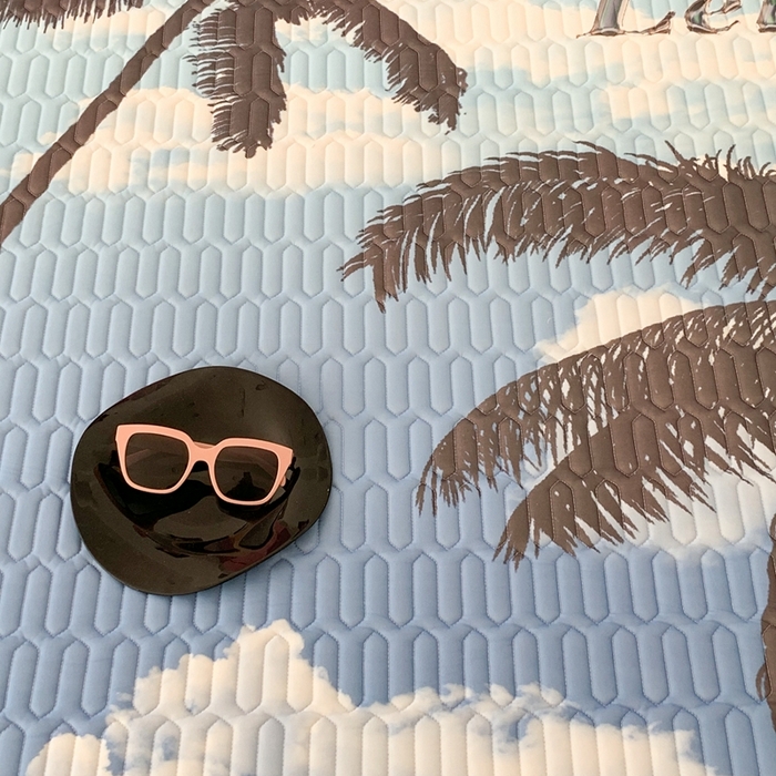 91家纺网 家纺一手货源 找家纺 昔可家纺2023新款ins创意风乳胶凉席 海岛椰树