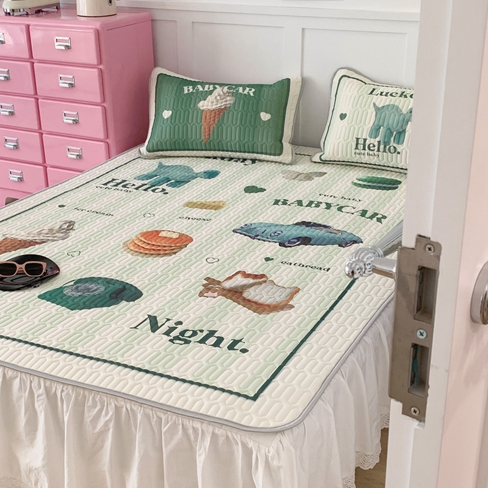 91家纺网 家纺一手货源 找家纺 昔可家纺2023新款ins创意风乳胶凉席 复古老爷车