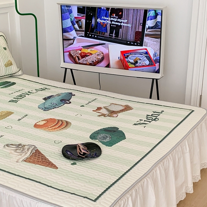 91家纺网 家纺一手货源 找家纺 昔可家纺2023新款ins创意风乳胶凉席 复古老爷车