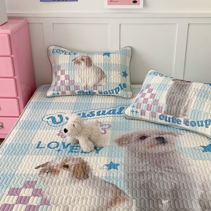 91家纺网 家纺一手货源 找家纺 昔可家纺2023新款ins创意风乳胶凉席 蓝格宠物