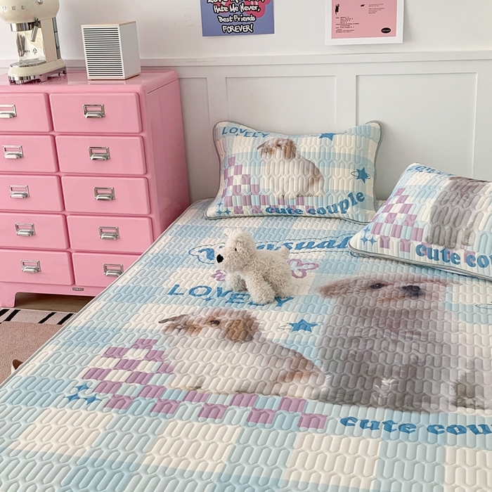 91家纺网 家纺一手货源 找家纺 昔可家纺2023新款ins创意风乳胶凉席 蓝格宠物