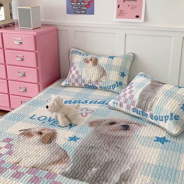 91家纺网 家纺一手货源 找家纺 昔可家纺2023新款ins创意风乳胶凉席 蓝格宠物