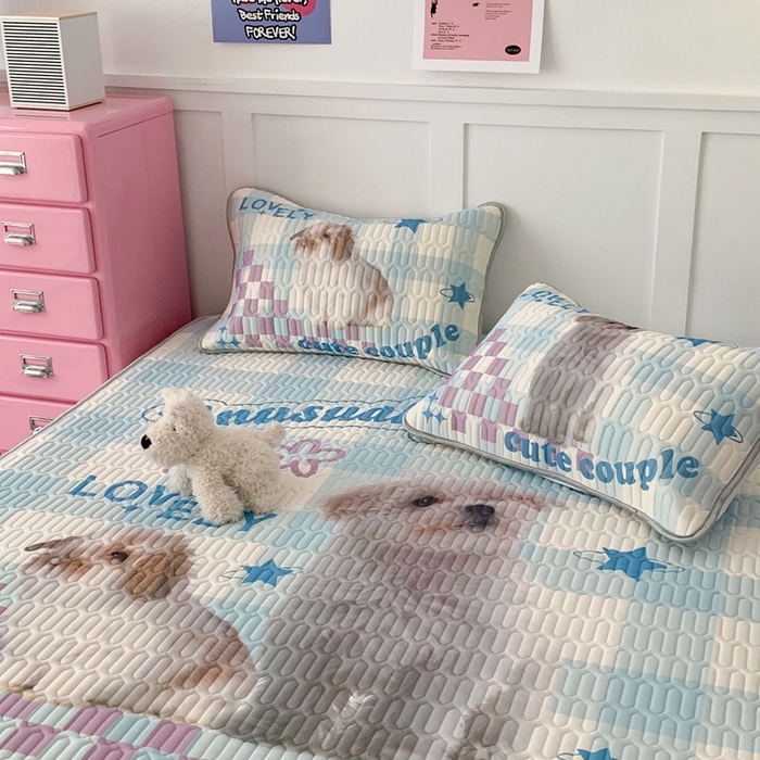 91家纺网 家纺一手货源 找家纺 昔可家纺2023新款ins创意风乳胶凉席 蓝格宠物