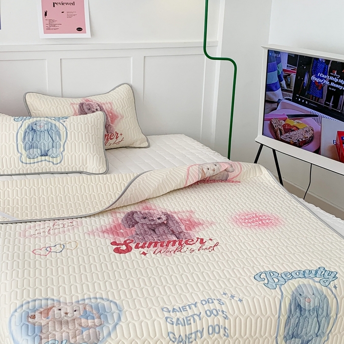 91家纺网 家纺一手货源 找家纺 昔可家纺2023新款ins创意风乳胶凉席 小小邦妮妮兔