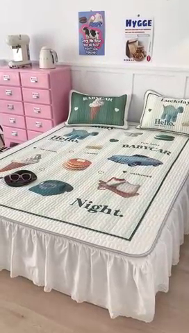 91家纺网 家纺一手货源 找家纺 昔可家纺2023新款ins创意风乳胶凉席 复古老爷车