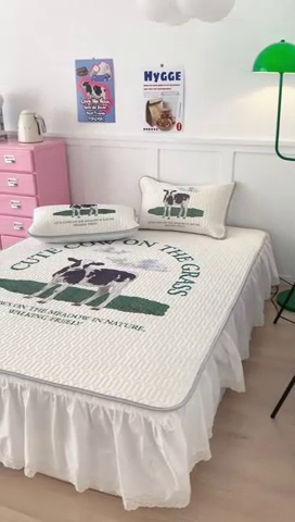 91家纺网 家纺一手货源 找家纺 昔可家纺2023新款ins创意风乳胶凉席 ins奶牛