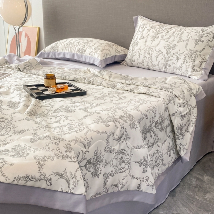 91家纺网 家纺一手货源 找家纺 棉生活 2023新款莱赛尔天丝绣花夏被 浮岚