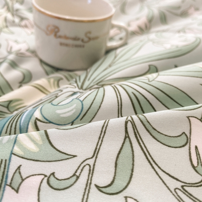 91家纺网 家纺一手货源 找家纺 棉生活 2023新款莱赛尔天丝绣花夏被 洛丽塔 绿