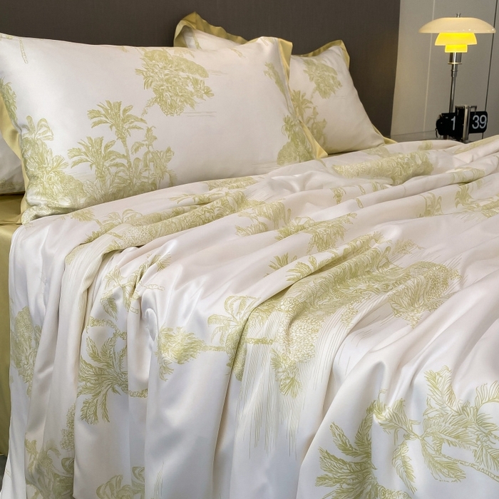 91家纺网 家纺一手货源 找家纺 棉生活 2023新款莱赛尔天丝绣花夏被 洛林 绿