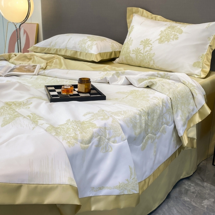 91家纺网 家纺一手货源 找家纺 棉生活 2023新款莱赛尔天丝绣花夏被 洛林 绿