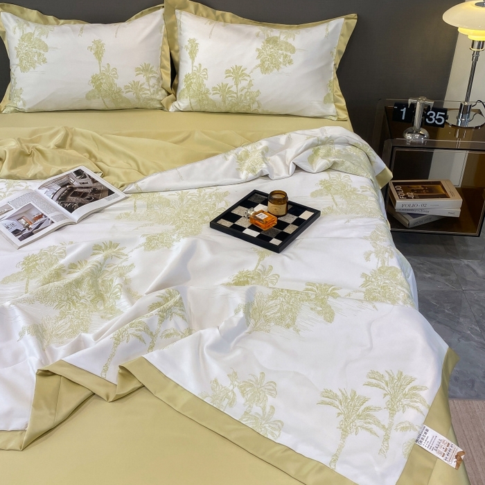 91家纺网 家纺一手货源 找家纺 棉生活 2023新款莱赛尔天丝绣花夏被 洛林 绿