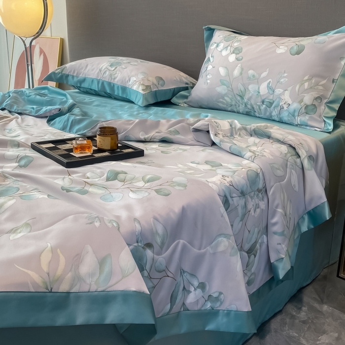 91家纺网 家纺一手货源 找家纺 棉生活 2023新款莱赛尔天丝绣花夏被 森语 灰