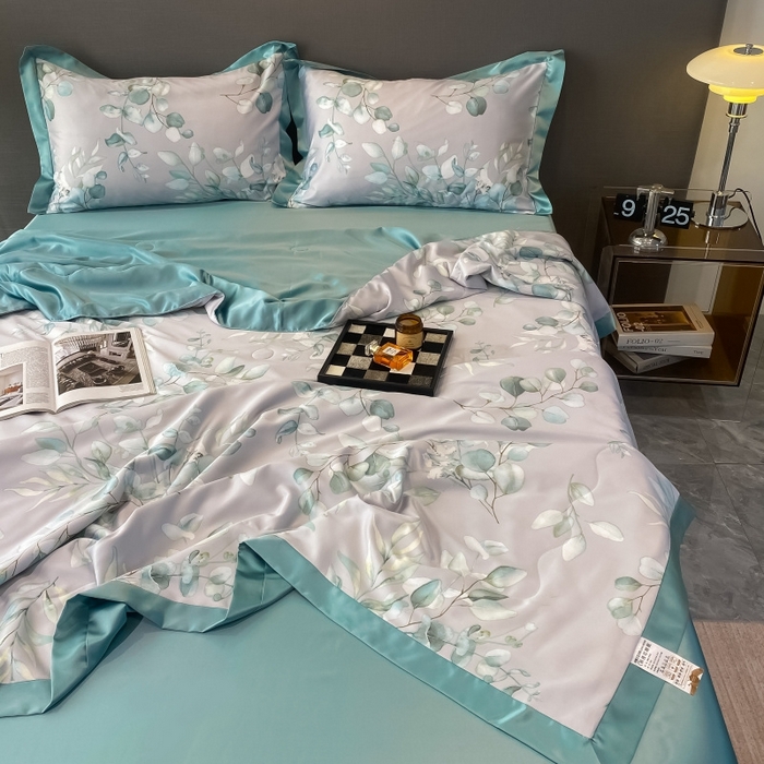 91家纺网 家纺一手货源 找家纺 棉生活 2023新款莱赛尔天丝绣花夏被 森语 灰